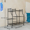 Garden Tool Organizer for Garage, 3-Tier Yard Tool Storage Rack with 74 Slots, 4 Wheels and 11 Hooks