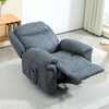 Manual Recliner Chair with Vibration Massage, Side Pockets, Microfibre Reclining Chair for Living Room, Blue-Grey