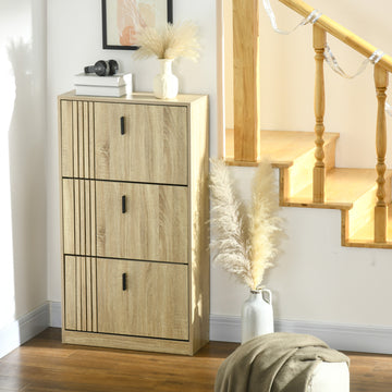 Shoe Storage Cabinet Organizer for 18 Pairs of Shoes with 3 Flip Drawers and Adjustable Shelves