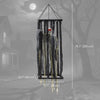 Animatronics Hanging Skeleton Reaper in Cage, Voice-Activated Prop with Flashing Eyes, Easy Setup Indoor
