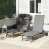 Outdoor Lounge Chair Set of 2, Tanning Chair with Wheels, Breathable Mesh for Patio, Backyard, Poolside, Dark Grey