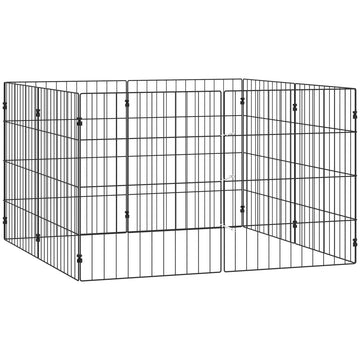 Foldable Metal Exercise Dog Playpen, Expandable Pet Fence Indoor Outdoor Use for Small Dogs, 20