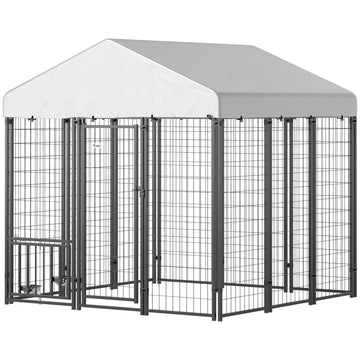 Outdoor Dog Kennel with Waterproof UV-Resistant Cover, 6 x 4 x 6 ft