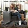 Accent Chair, PU Leather Armchair with Wide Seat, Spring Cushion, Rubberwood legs, 2 Pillows