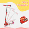 Qaba Snow Scooter, 2 in 1 Design Adjustable Height Scooter Snow Sled for Kids Aged Over 7 Years Old, Foldable Kids Sled Ski Scooter with Wheels Blades, Red