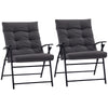 Set of 2 Outdoor Folding Chairs with Adjustable Backrest, Padded Camping Chairs for Outdoor Events, Grey