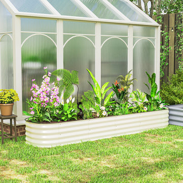 7.9 x 2 x 1ft Galvanized Raised Garden Bed Kit, Metal Planter Box with Safety Edging, Cream White