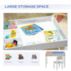 Qaba Lego Table with Storage for Kids, Multi-Usage Kids Table and Chair Set with Building Blocks Desktop, Grey