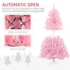 5' Artificial Pink Christmas Tree with Auto Open, Steel Base, Wide Shape for Indoor Xmas Decoration