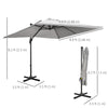 9ft Cantilever Patio Umbrella, Square Overhanging Umbrella with Cross Base, Crank Handle, Tilt, 360° Rotation and Aluminum Frame