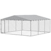 13.1' x 13.1' x 6.6' Outdoor Dog Kennel Heavy Duty Galvanized Steel Chain Link with UV-resistant Roof, Silver