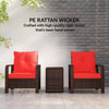 3 Pieces Wicker Patio Furniture Set, Rattan Bistro Set with Storage Coffee Table and Thickened Cushions, Outdoor Conversation Set for Garden, Porch, Balcony, Mixed Grey, Red