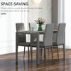 5-Piece Rectangular Glass Kitchen Table and Chairs with Metal Frame and Faux Leather Upholstery for Dining Room, Grey