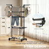 5-Tier Clothes Drying Rack, Foldable Laundry Drying Rack with Wheels, Side Wings, Black