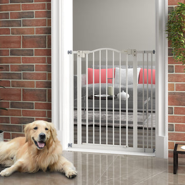 Extra Tall Dog Gate with Door, Pressure Fit, Auto Close, Double Locking for Doorways Hallways Stairs, 29