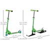 Qaba Snow Scooter, 2 in 1 Design Adjustable Height Scooter Snow Sled for Kids Aged Over 7 Years Old, Foldable Kids Sled Ski Scooter with Wheels Blades, Green