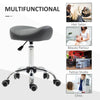 Saddle Stool, Height Adjustable Rolling Salon Chair with PU Leather for Massage, Spa, Clinic, Beauty and Tattoo, Grey