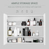 Bathroom Mirror Cabinet, Wall-Mounted Storage Organizer with Double Doors, Adjustable Shelf, White