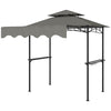 8' x 7.6' Grill Gazebo, Double Tiered Barbecue Grill Gazebo Shelter w/ Side Awning, 2 Side Shelves, 6 Hooks