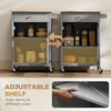 Rolling Kitchen Cart with Drawer and Glass Door Cabinet, Kitchen Island on Wheels with Towel Rack, Dark Grey