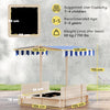 Kids Wooden Sandbox Outdoor Backyard Playset Children Play Station w/ Adjustable Canopy & Convertible Bench Sand for 3-7 Years Old