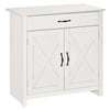 Farmhouse Sideboard Buffet Cabinet, Storage Cabinet with Barn Doors, Distressed White