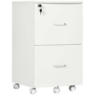 2 Drawer File Cabinet with Lock, Small Rolling Filing Cabinet for A4, Letter-Size Documents, Printer Stand for Home Office, 17