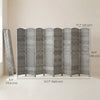 6 Ft Tall Folding Room Divider, 8 Panel Portable Privacy Screen, Hand-Woven Partition Wall Divider, Mixed Grey
