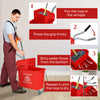 Compact Mop Bucket with Wringer, Mop Bucket on Wheels for Floor Cleaning, 5 Gallon, Separate Dirty and Clean Water, Red