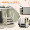 Qaba Adjustable Height Toddler Step Stool with Handle & Foot Pads, Grey