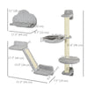 3PCs Cat Shelves with Hammock, Scratching Posts, Platforms, Grey
