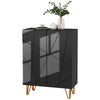 Narrow Shoe Storage Cabinet with Soft-Close Hinges and Adjustable Shelves for 15-20 Pairs of Shoes, High Gloss White