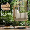 Oversized Rocking Chair, Indoor Outdoor Egg Chair w/ Thickened Cushions, Wicker Patio Lounger for Porch, Balcony, Beige