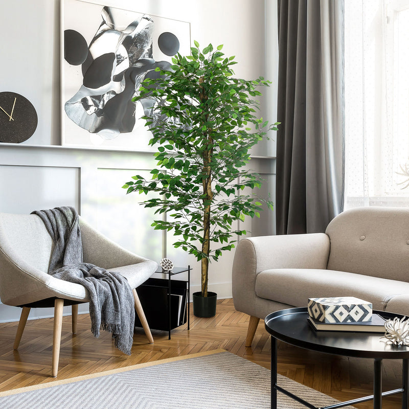 6ft Artificial Trees Ficus, Indoor Fake Plant with Pot, for Home Decor