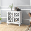 Storage Cabinet with Fretwork Doors and Shelf, Modern Freestanding Sideboard, Buffet, White