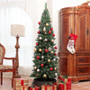 6ft Artificial Pencil Christmas Tree with 618 Branches, Pinecones, Metal Stand, Realistic Xmas Tree for Home