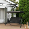3 Person Porch Swing Outdoor Swing Chair with High Back Design, Side Pouches and Adjustable Canopy, Black