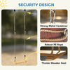 Qaba Wooden Swing Seat for Backyard Adjustable Rope Outdoor Playground Playset for Kids with Tree Straps Carabiners