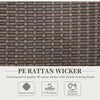 Folding Wicker Patio Dining Chair with 5-level Reclining Back, Wooden Armrests for Outdoor, Garden, Backyard, Brown
