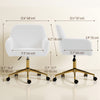 Office Chair, Faux Rabbit Fur Upholstered Vanity Desk Chair, Cream White