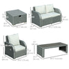 6 PCS Outdoor Rattan Wicker Sofa Set Patio All Weather Furniture w/ Tea Table & Cushion for Backyard Garden Grey