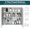 Wall Mounted Mirror Cabinet, Bathroom Medicine Cabinet with Mirror, 2 Doors and 3-tier Shelving, White