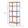 5-Tier Heavy Duty Garage Shelf, Metal Shelving Unit with Adjustable Shelves, Metal Frame, 31.5