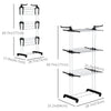 Foldable Clothes Drying Rack, 4-Tier Steel Laundry Rack for Drying Clothes with 2 Side Wings and 4 Castors, Indoor and Outdoor Use, Black