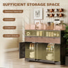 Sideboard, Buffet Cabinet with 4 Barn Doors and 3 Drawers, Coffee Bar Cabinet with Adjustable Shelves, Espresso