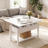Lift Top Coffee Table with Storage and Hidden Compartment, Modern Convertible Center Table for Living Room, White