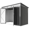 9' x 4' Galvanized Steel Garden Storage Shed with Lockable Doors, Gloves and 2 Air Vents for Backyard, Patio, Lawn