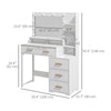 Illuminated Dresssing Table, LED Vanity Table with Mirror, Drawer and Storage Shelves for Bedroom, White