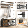 6-In-1 Hall Tree with Shoe Storage, Coat Rack Shoe Storage with 10 Hooks, 2 Fabric Drawers, Rustic Brown