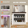 3-in-1 Hall Tree with LED Lights and Bench, Coat Rack with Shoe Storage, White Wood Grain with Light